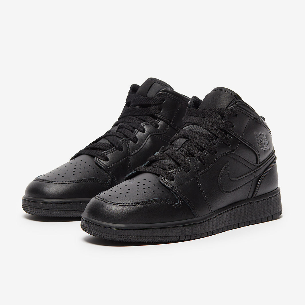 Air Jordan 1 Mid Older Kids (GS) - Black - Boys Shoes