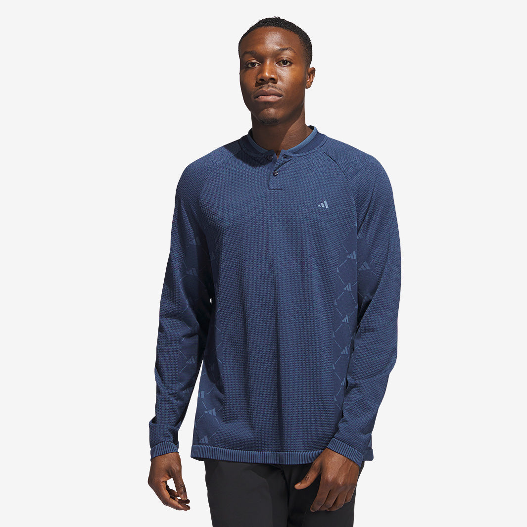 adidas Ultimate365 Tour Primeknit Long Sleeve Polo Shirt - Collegiate Navy  - Mens Clothing