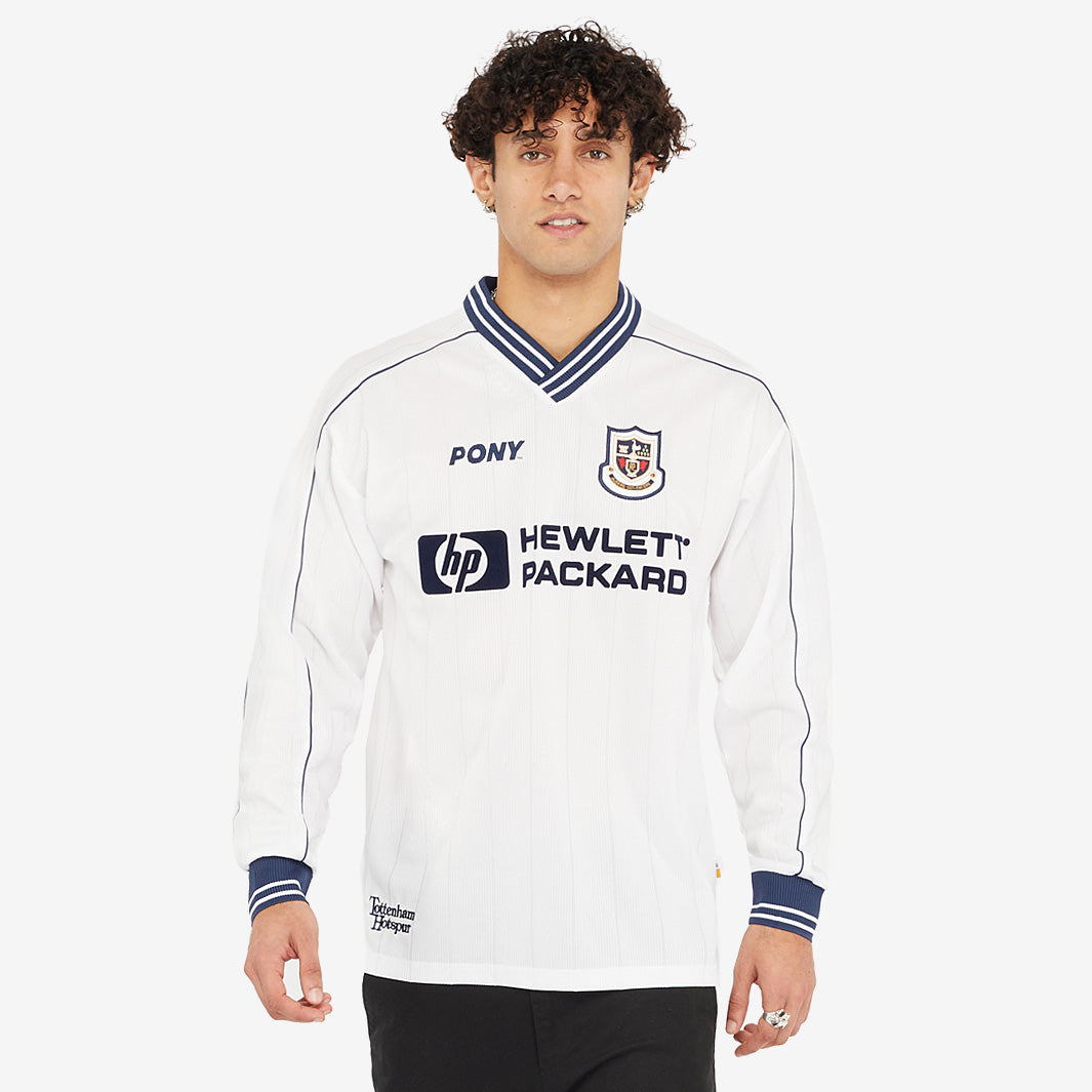PONY Tottenham Hotspur 1997-99 LS Home Shirt - White - Mens Replica