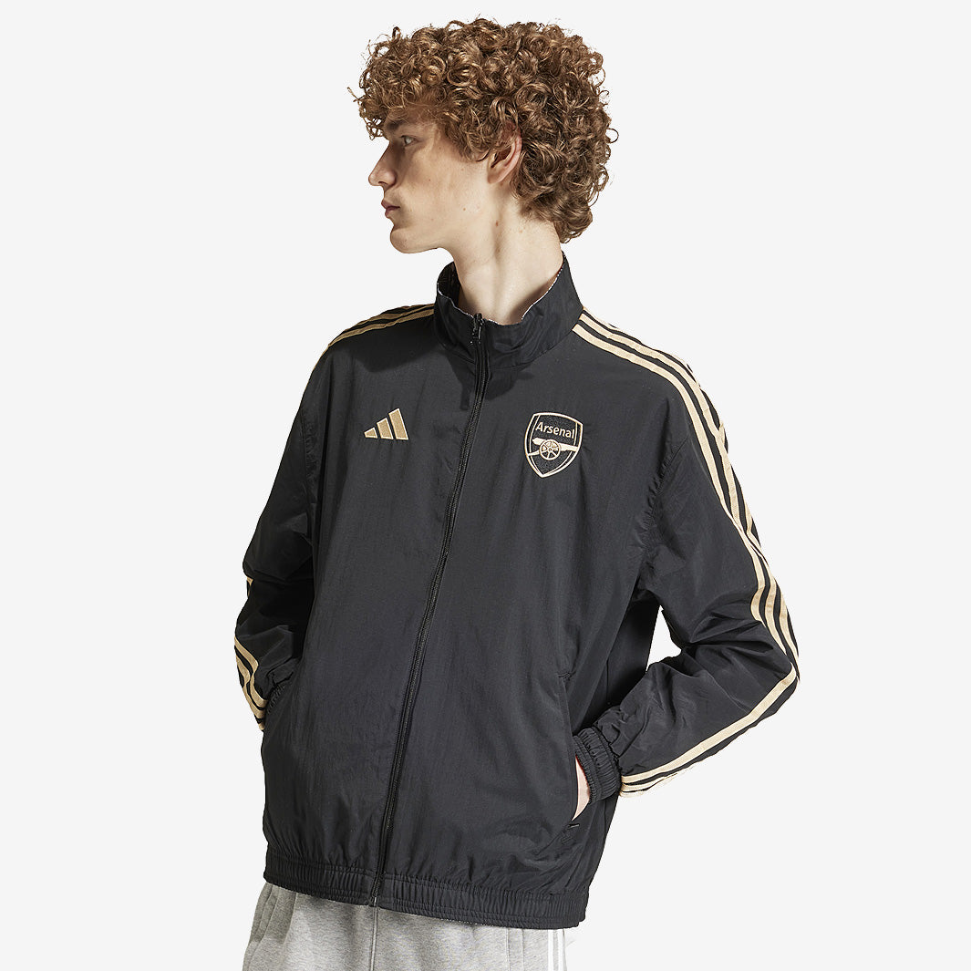 adidas Arsenal x Ian Wright Anthem Jacket - Black - Mens Replica