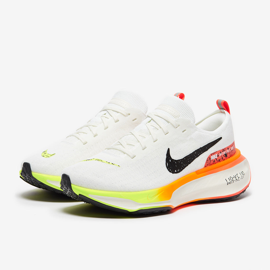 Nike Invincible Run 3 ホワイト/オレンジ/ブラック Nike Invincible Run Flyknit 3 - White/Black/Bright Crimson/Sail