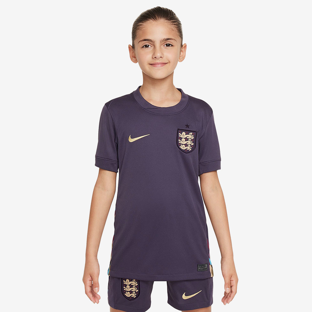Nike England 2024 Kids Dri-FIT Stadium SS Away Shirt - Dark Raisin