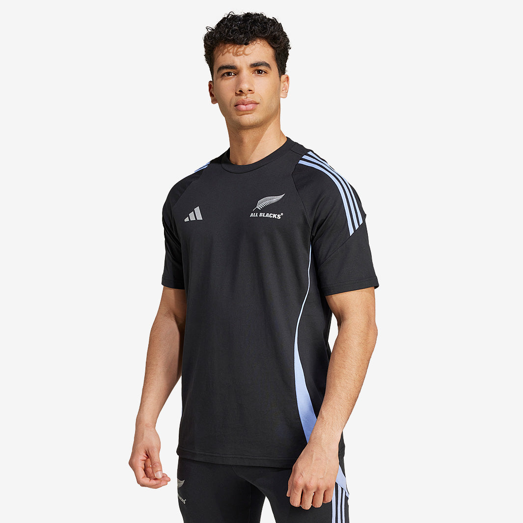 adidas All Black Cotton Tee - All Black/Blue Spark - Mens Replica