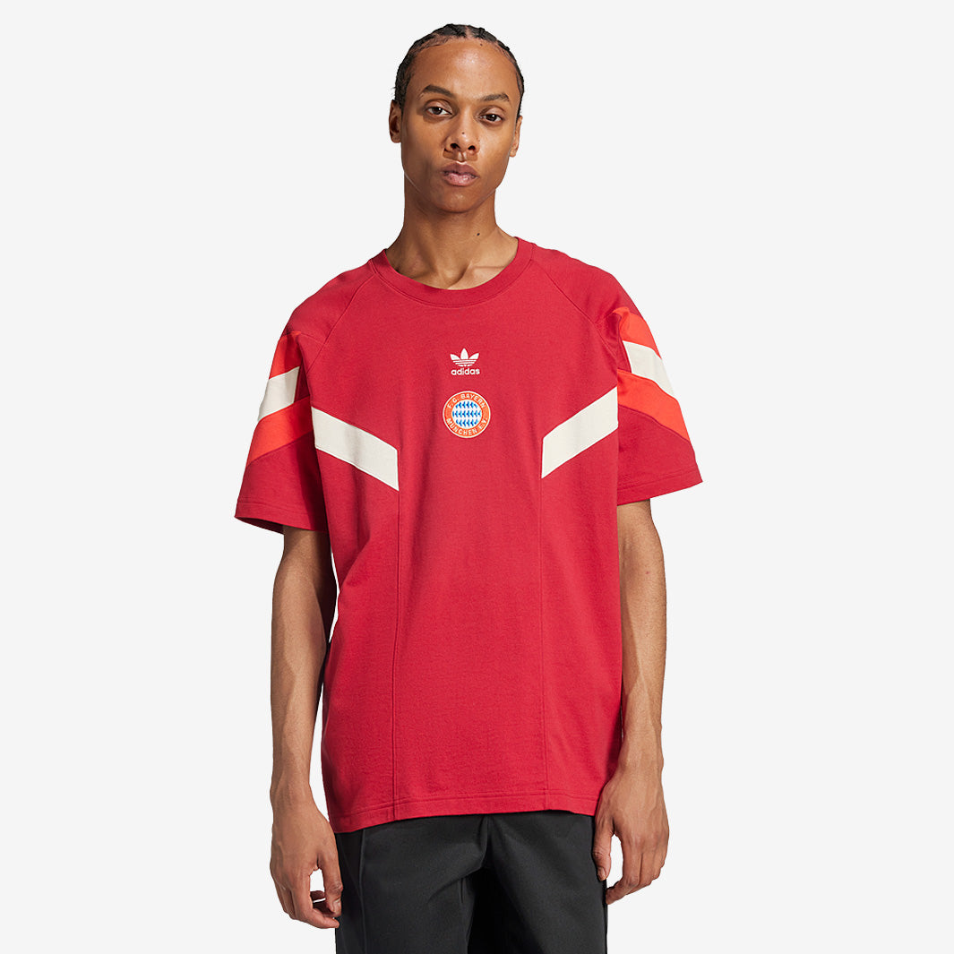 adidas Originals Bayern Munich Tee - Active Maroon - Mens Replica