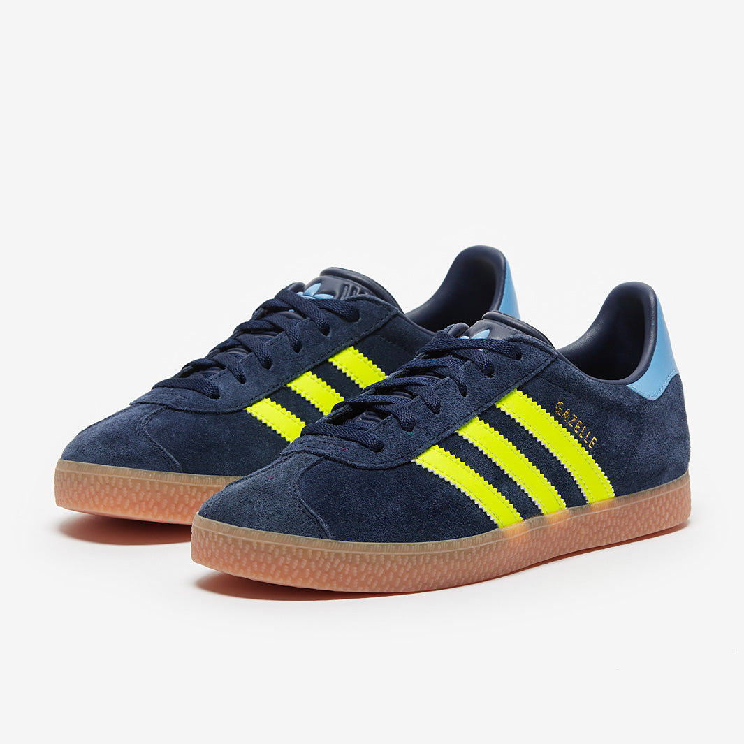 adidas Originals Older Kids Gazelle (GS) - Night Indigo/Solar Yellow/Light  Blue - Trainers - Boys Shoes