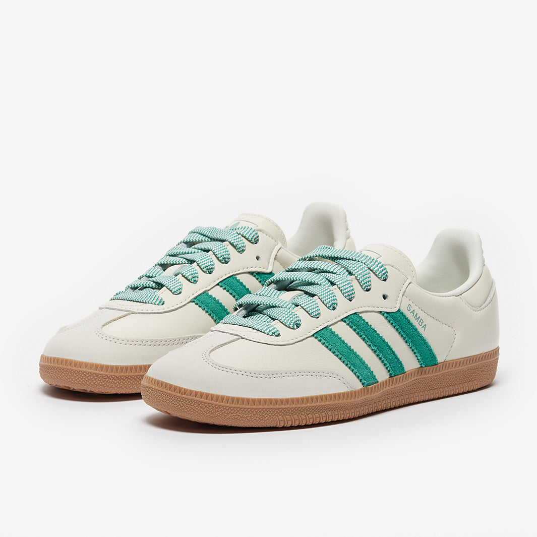 adidas Originals Womens Samba OG - Off White/Green/Haze Green - Trainers