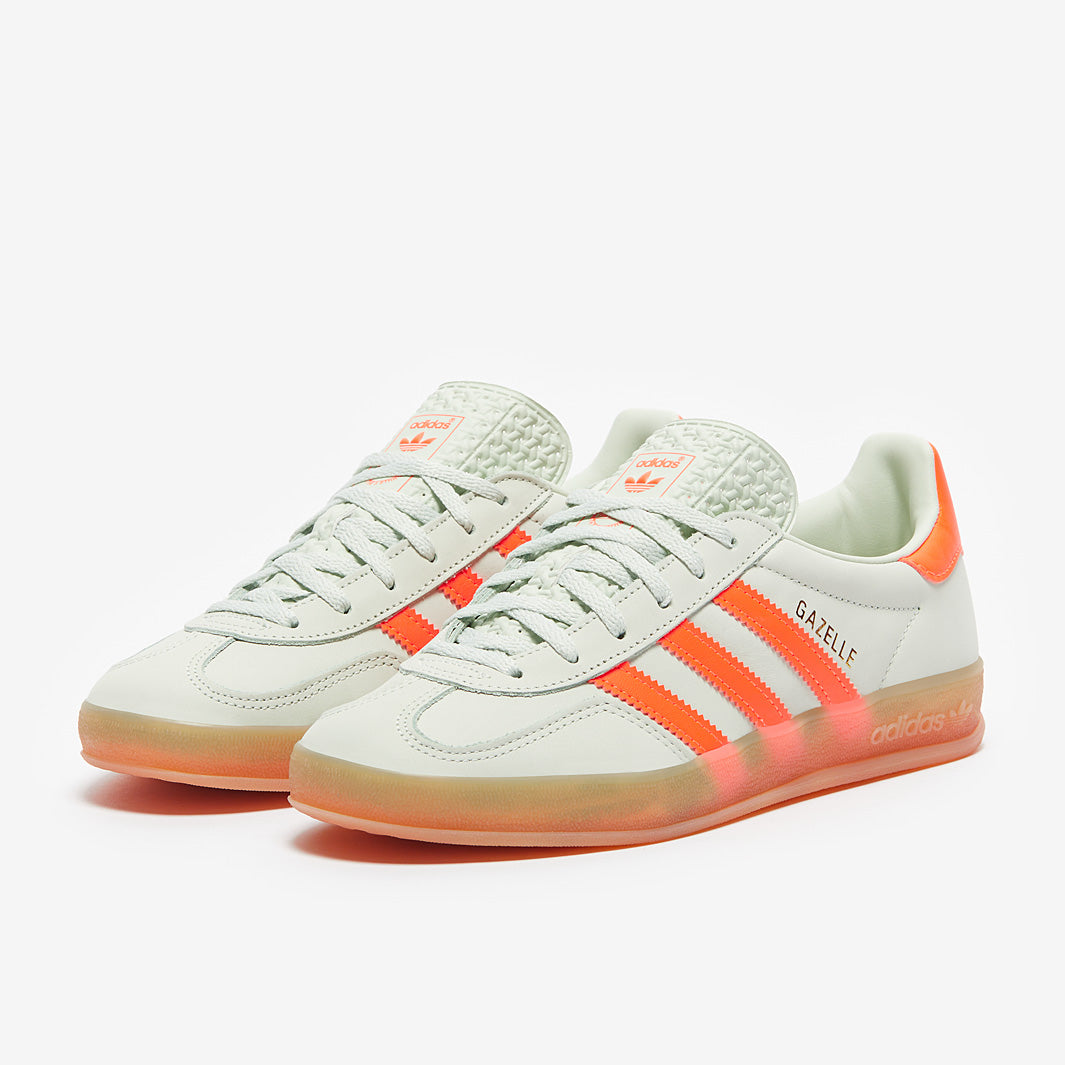 adidas Originals Womens Gazelle Indoor - Light Green/Orange/Gum 3 -  Trainers