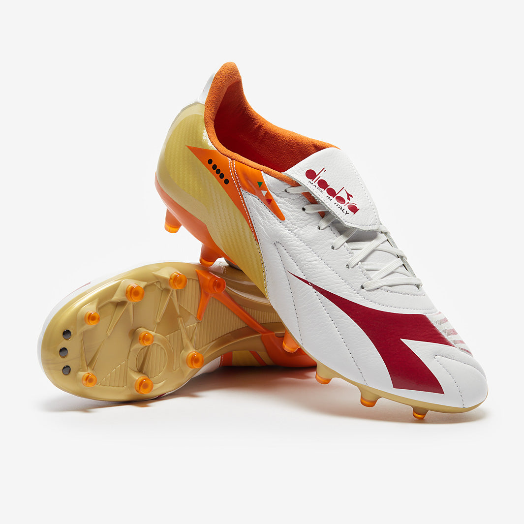 Diadora Maximus Elite Made In Italy Firm Ground - White/Chilli