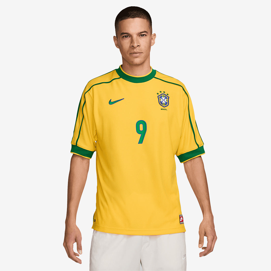Nike Brazil 1998 Soccer ブラジル代表 9 Ronaldo Nike Brazil Re-Issue 1998 SS Shirt with Ronaldo 9 - Varsity Maize