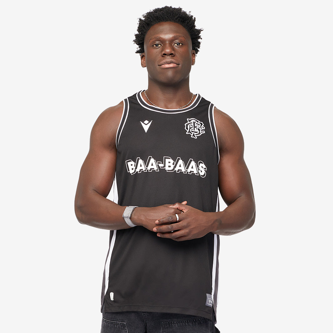 Macron Barbarians 24/25 Training Basketball Singlet - Black/White