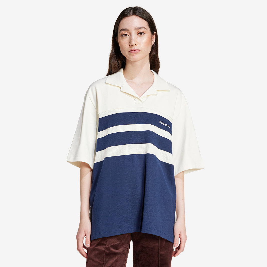 adidas Originals Womens Polo Shirt - Off White/Night Indigo - Tops