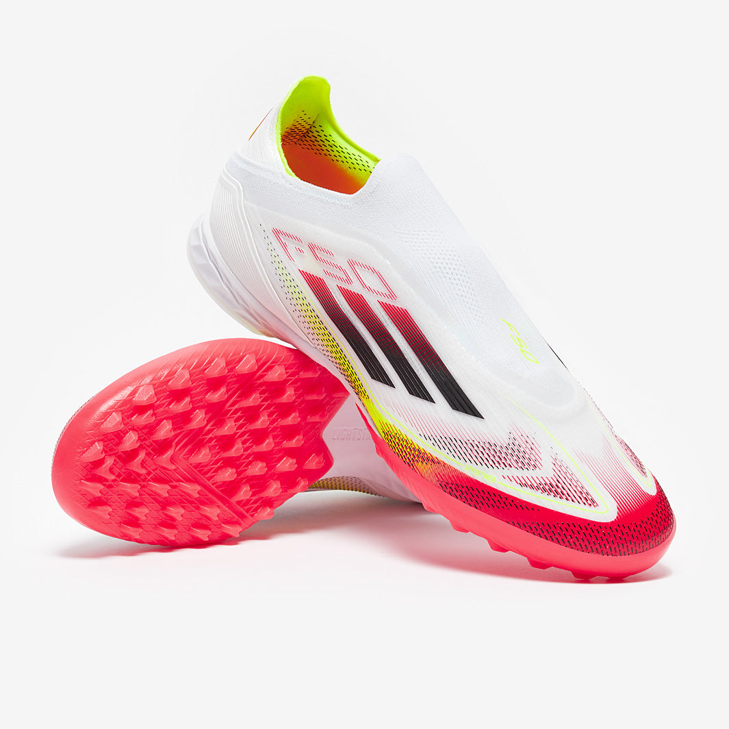 adidas F50 Pro Laceless Turf - White/Black/Solar Yellow - Adult Boots