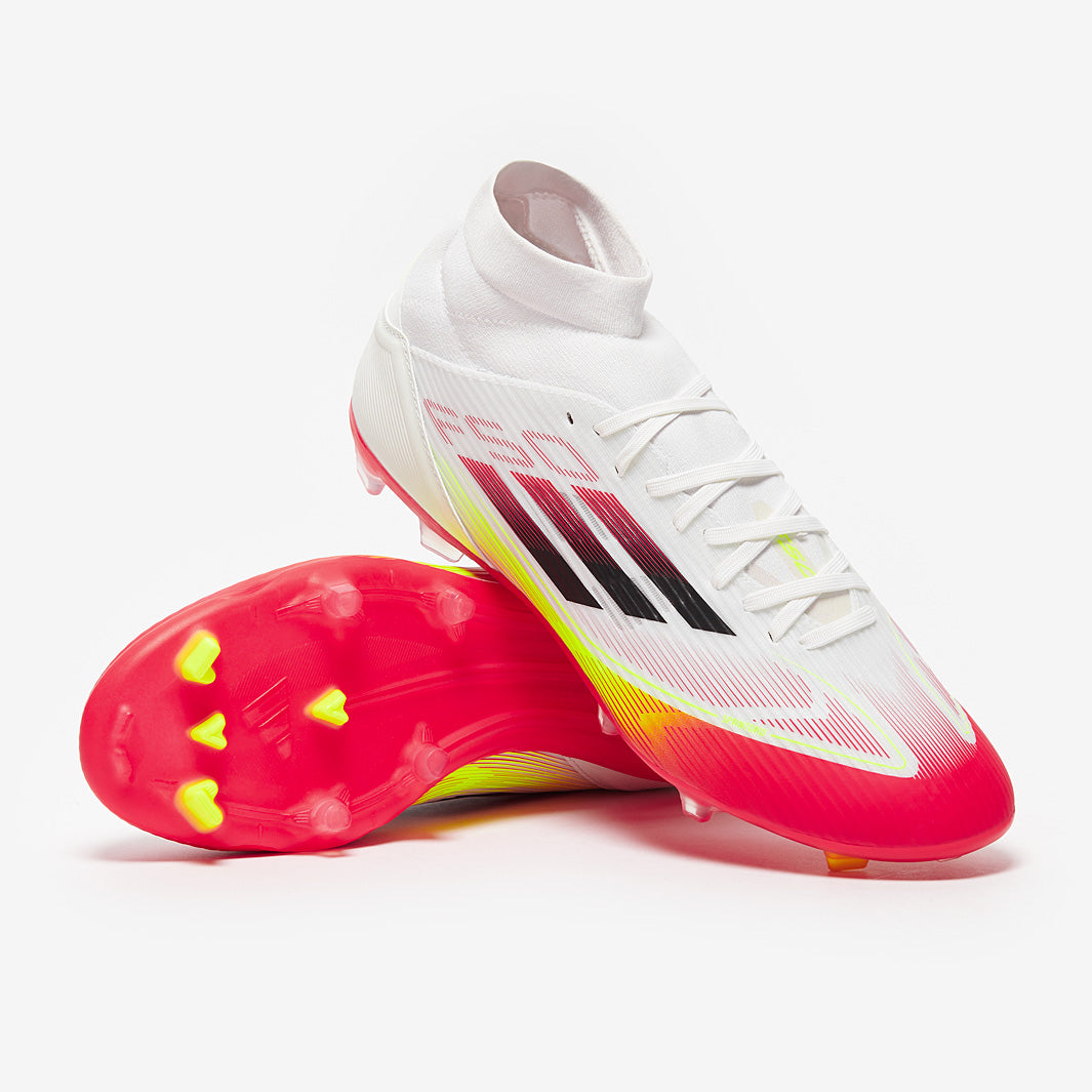 adidas F50 League Mid Firm Ground/Mixed Ground - White/Black/Solar
