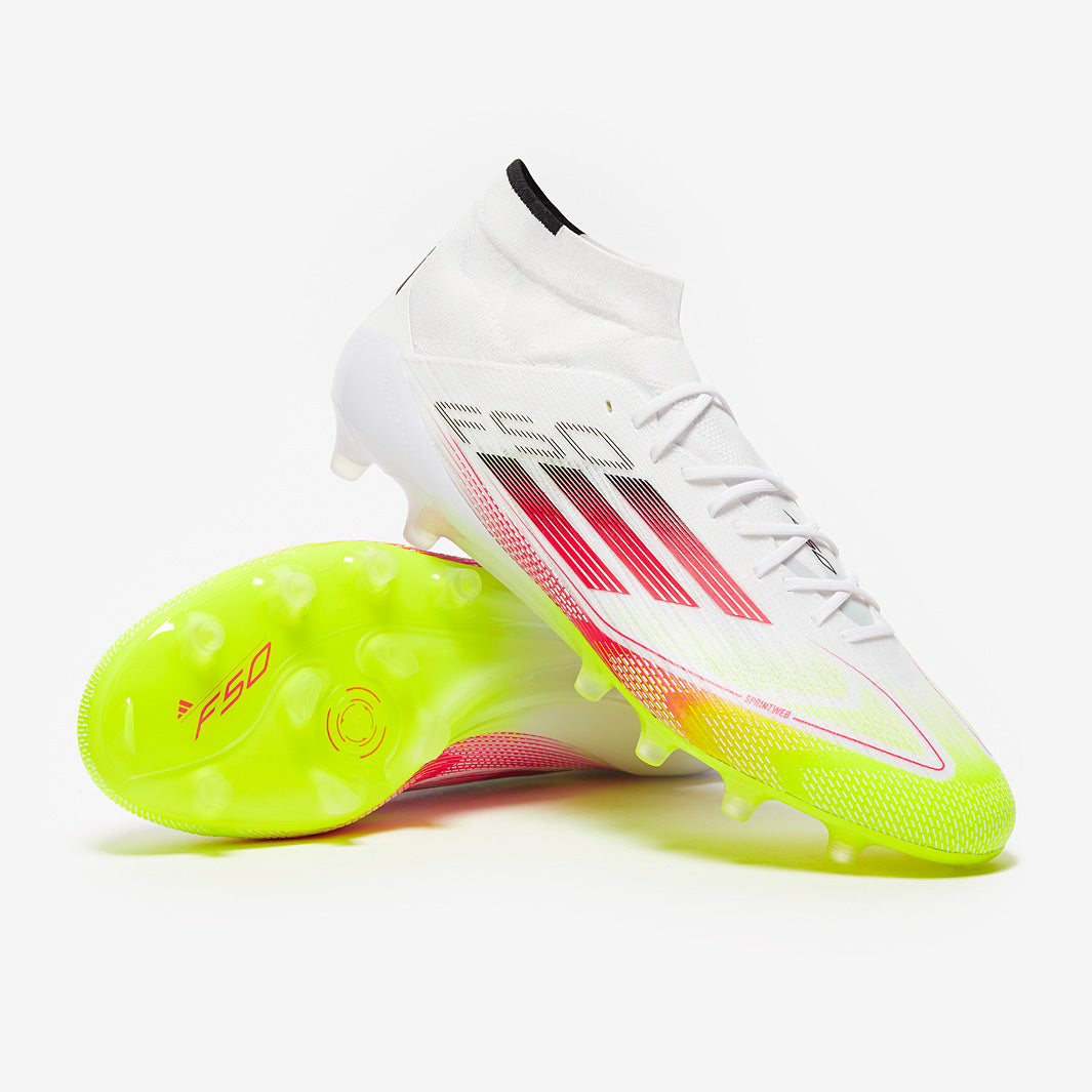 adidas Womens F50 Elite Mid Artificial Grass - White/Lucid Red