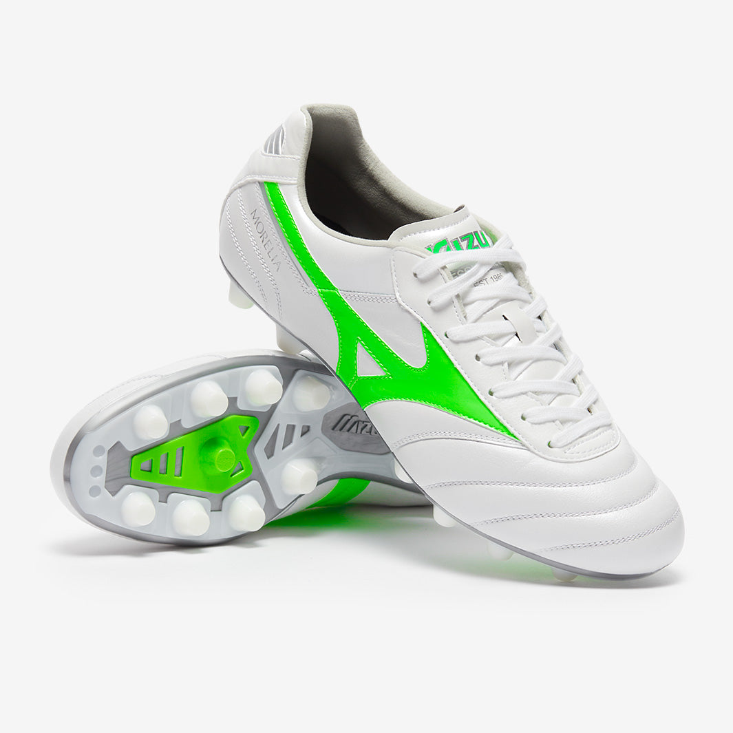 Mizuno Morelia II Elite FG - White/Neon Green/Galaxy Silver