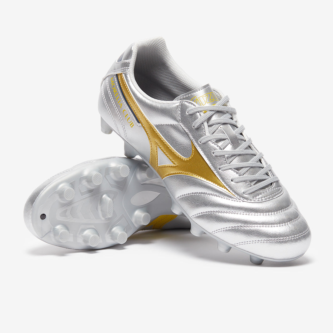 Mizuno Morelia Club シルバー/ゴールド スパイク Mizuno Morelia II Club FG - Galaxy Silver/Gold/Gold - Adult Boots