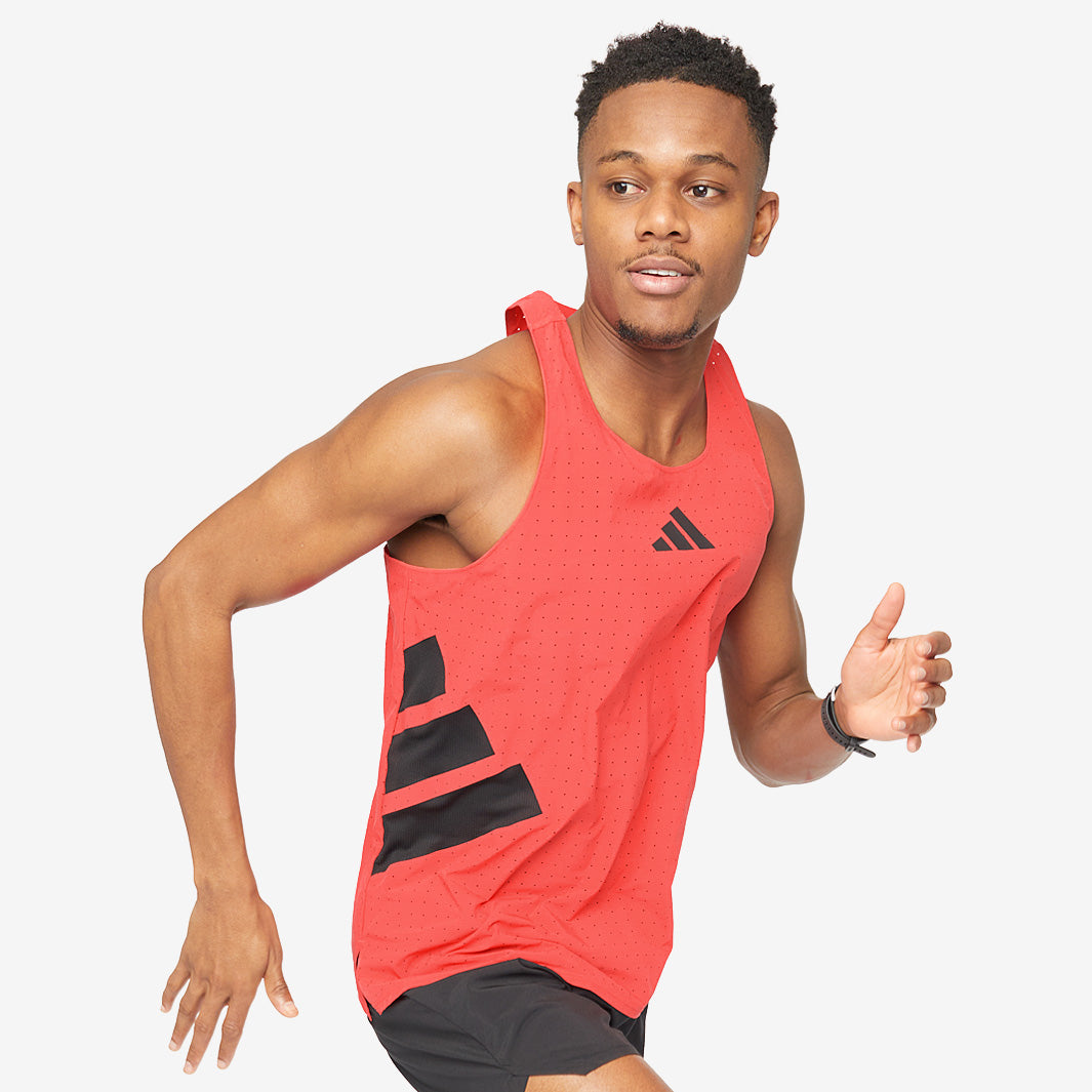 adidas adizeroシングレット　M adidas adizero Road To Records Singlet - Semi Lucid Red - Mens