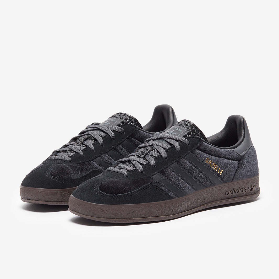 adidas gazelle silver green womens adidas Originals Womens Gazelle Indoor - Core Black/Carbon/Grey - Trainers