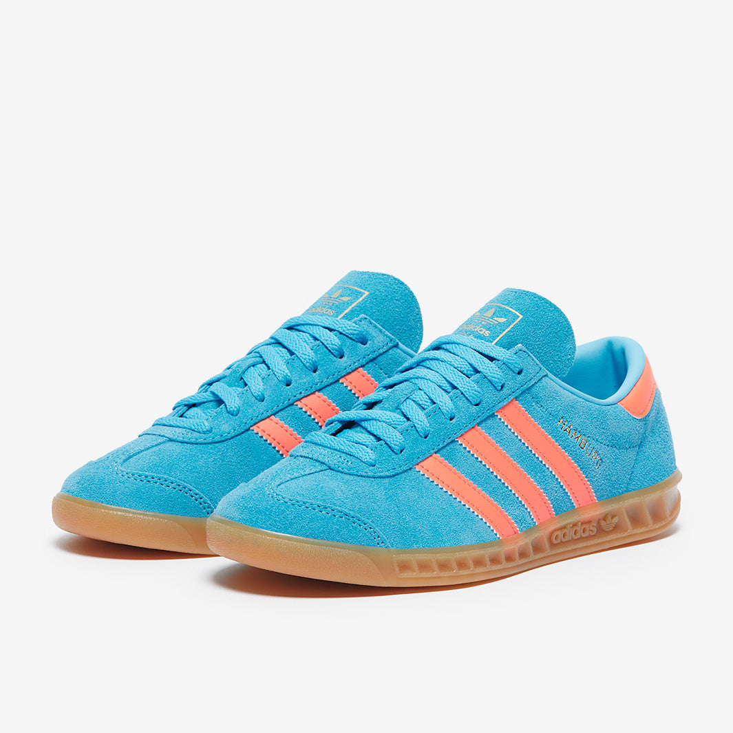 adidas gazelle silver green womens adidas Originals Womens Hamburg - Sky Rush/Semi Coral/Gold Metallic -  Trainers