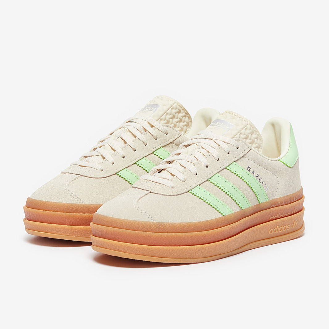 adidas gazelle silver green womens adidas Originals Older Kids Gazelle Bold (GS) - Wonder White/Semi Green  Spark/Cream White - Trainers