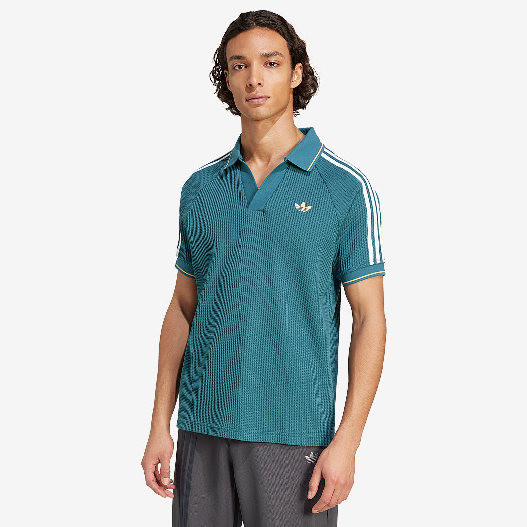 adidas Originals Polo Shirt - Tech Green/Hazy Orange/White - Tops