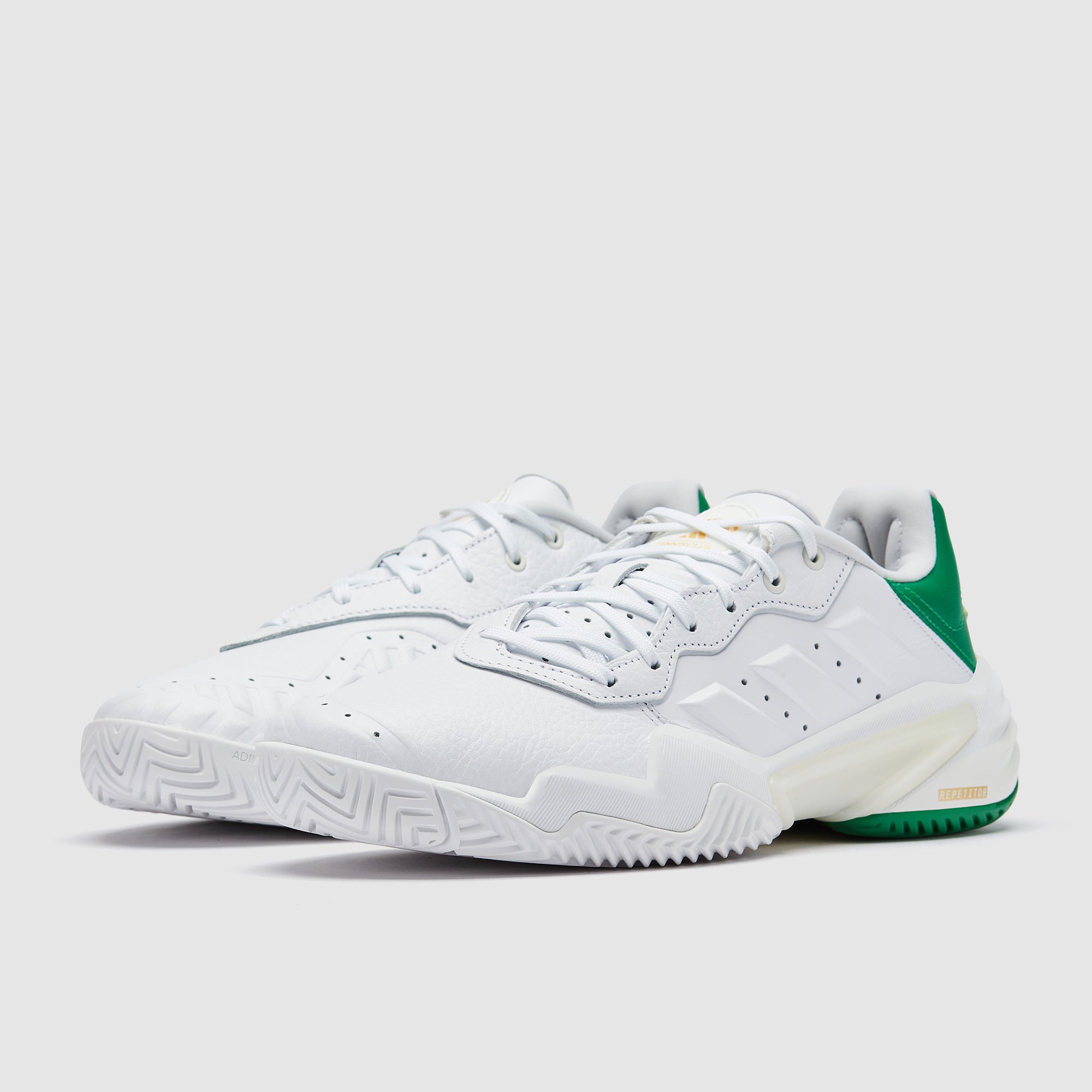 adidas Barricade 13 Leather Tennis Shoes - Gold Met./Ftwr White