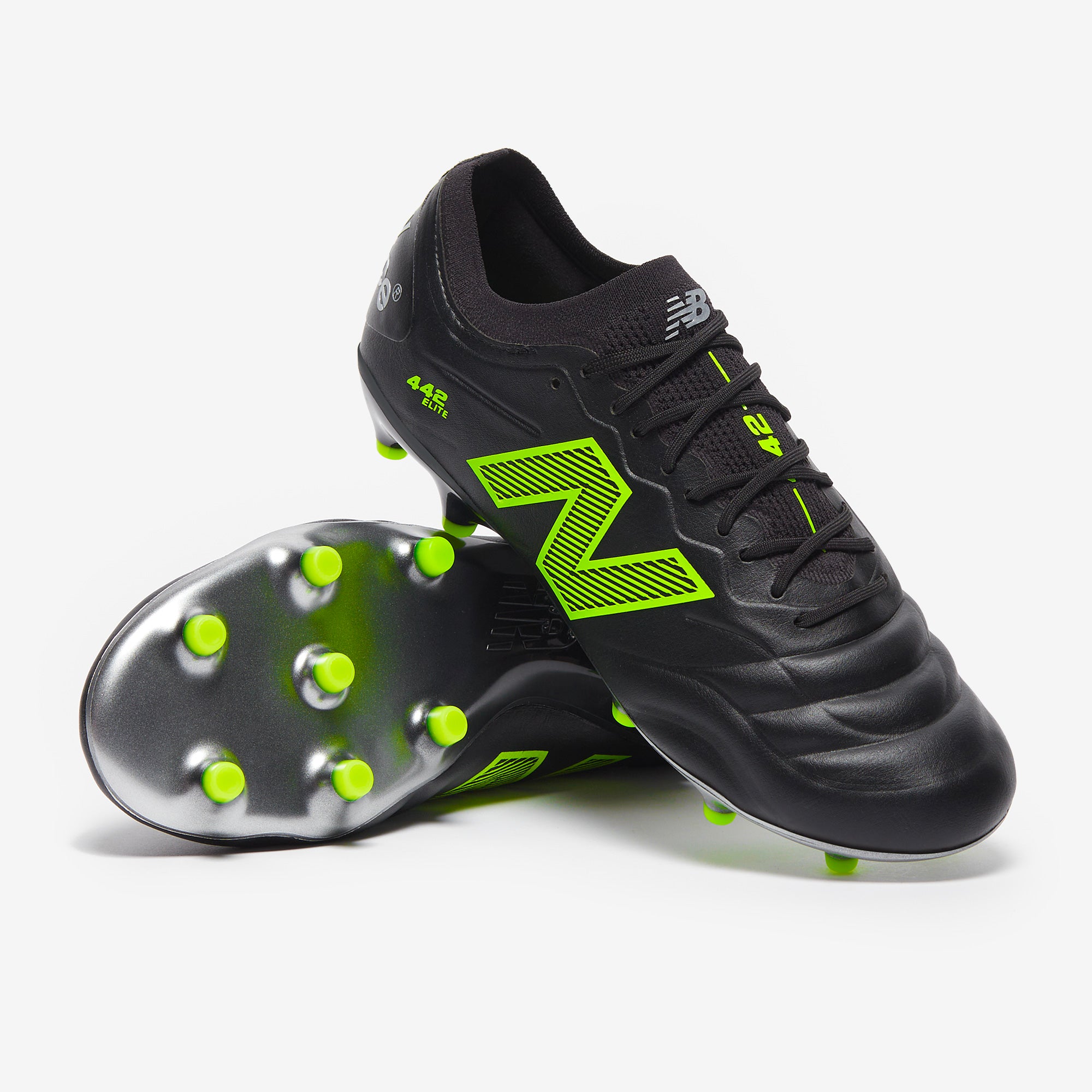 New Balance 442 Elite Firm Ground - Black/Lime - Adult Boots
