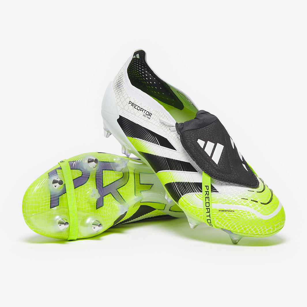 adidas Predator サッカーシューズ ホワイト/ライムグリーン adidas Predator Elite Tongue Soft Ground - Ftwr White/Core Black