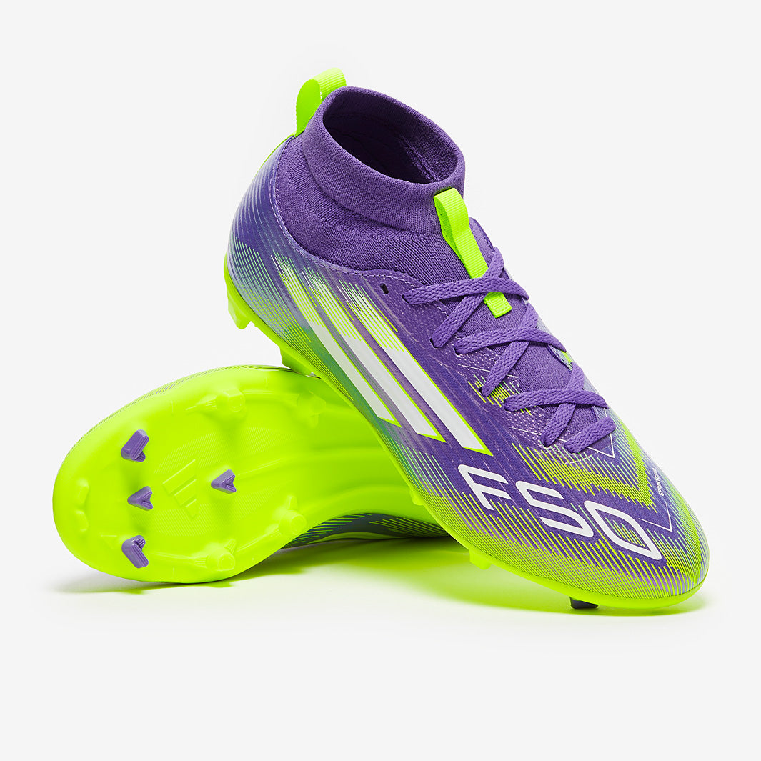 adidas Kids F50 League Mid Firm Ground/Mixed Ground - Purple Rush