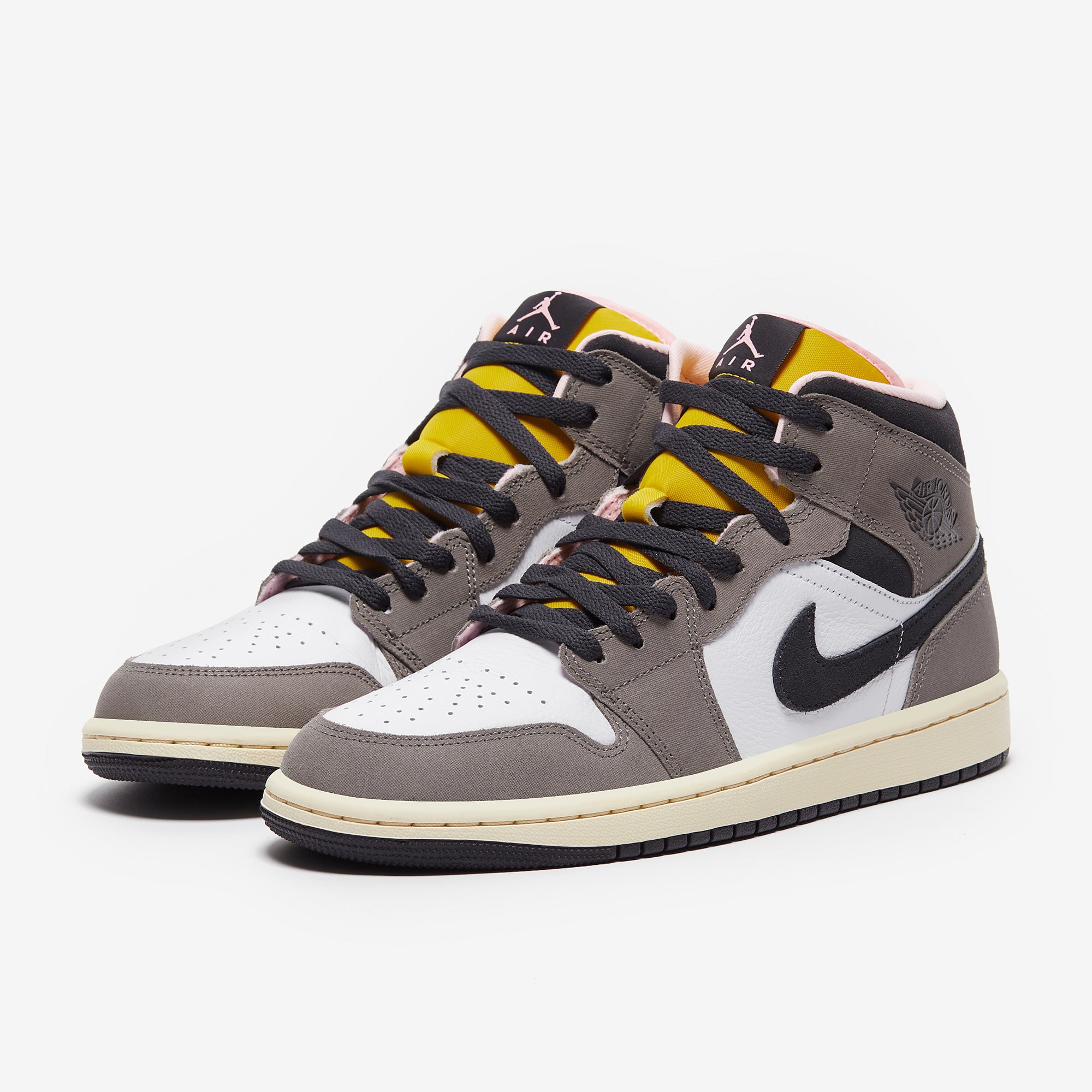 Air Jordan 1 Mid SE - White/Oil Grey/Cave Stone/Dark Sulfur
