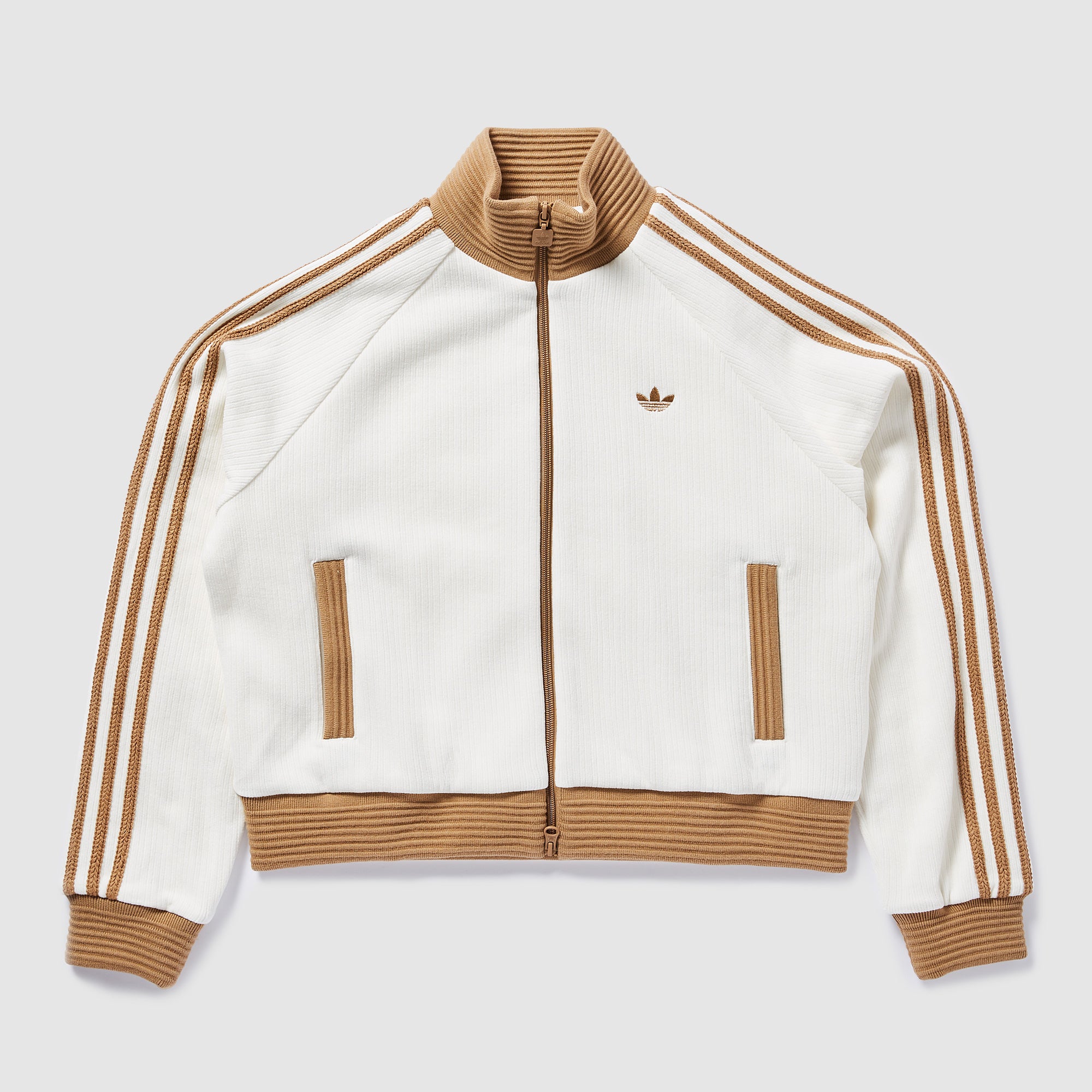 adidas Originals Womens Velour Knit Track Top - Off White - Tops