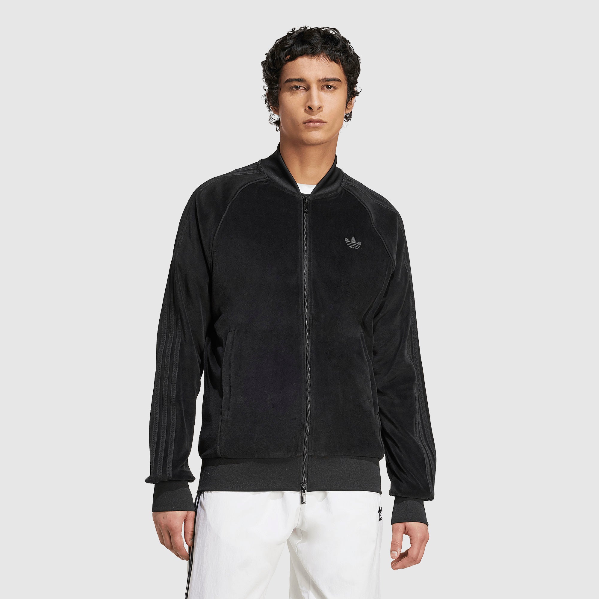 adidas Originals Adicolor Velour Track Top - Black - Tops - Mens