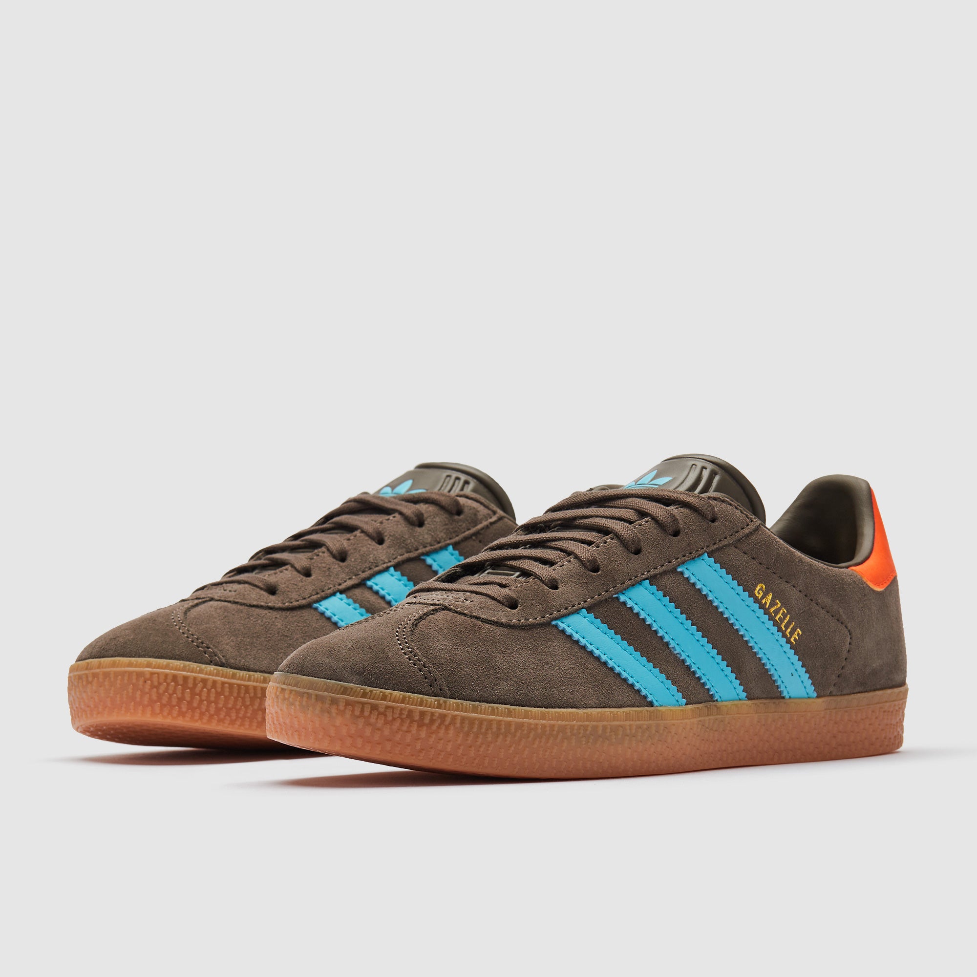 adidas Originals Older Kids Gazelle (GS) - Cargo Brown/Blue Glow/Impact  Orange - Trainers - Boys Shoes