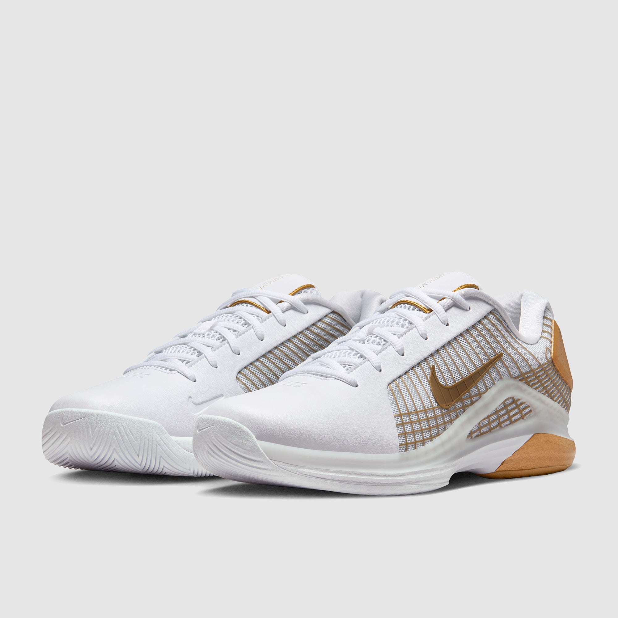 Nike Vapor 12 Hypersmash Tennis Shoes - White/Metallic Gold-Pure