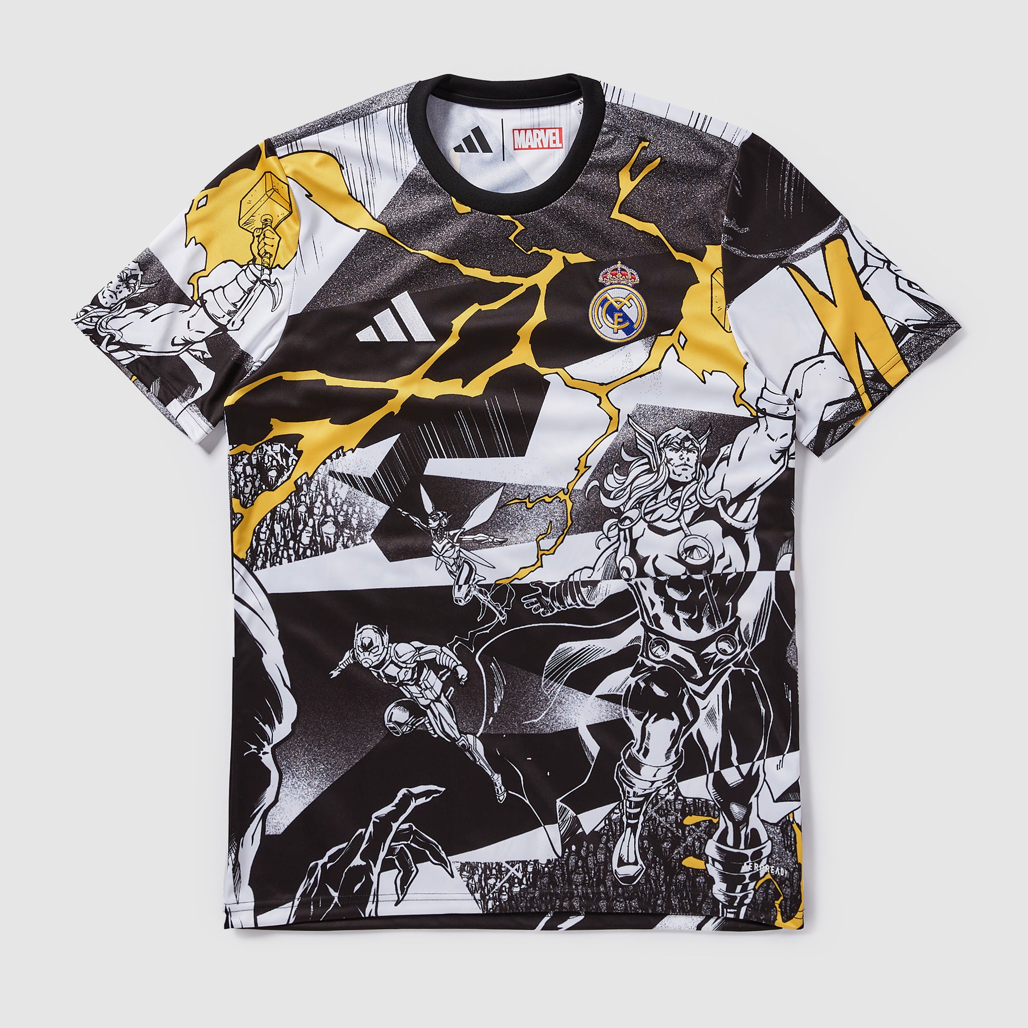adidas Real Madrid 25/26 x Marvel Pre-Match Shirt - White/Black