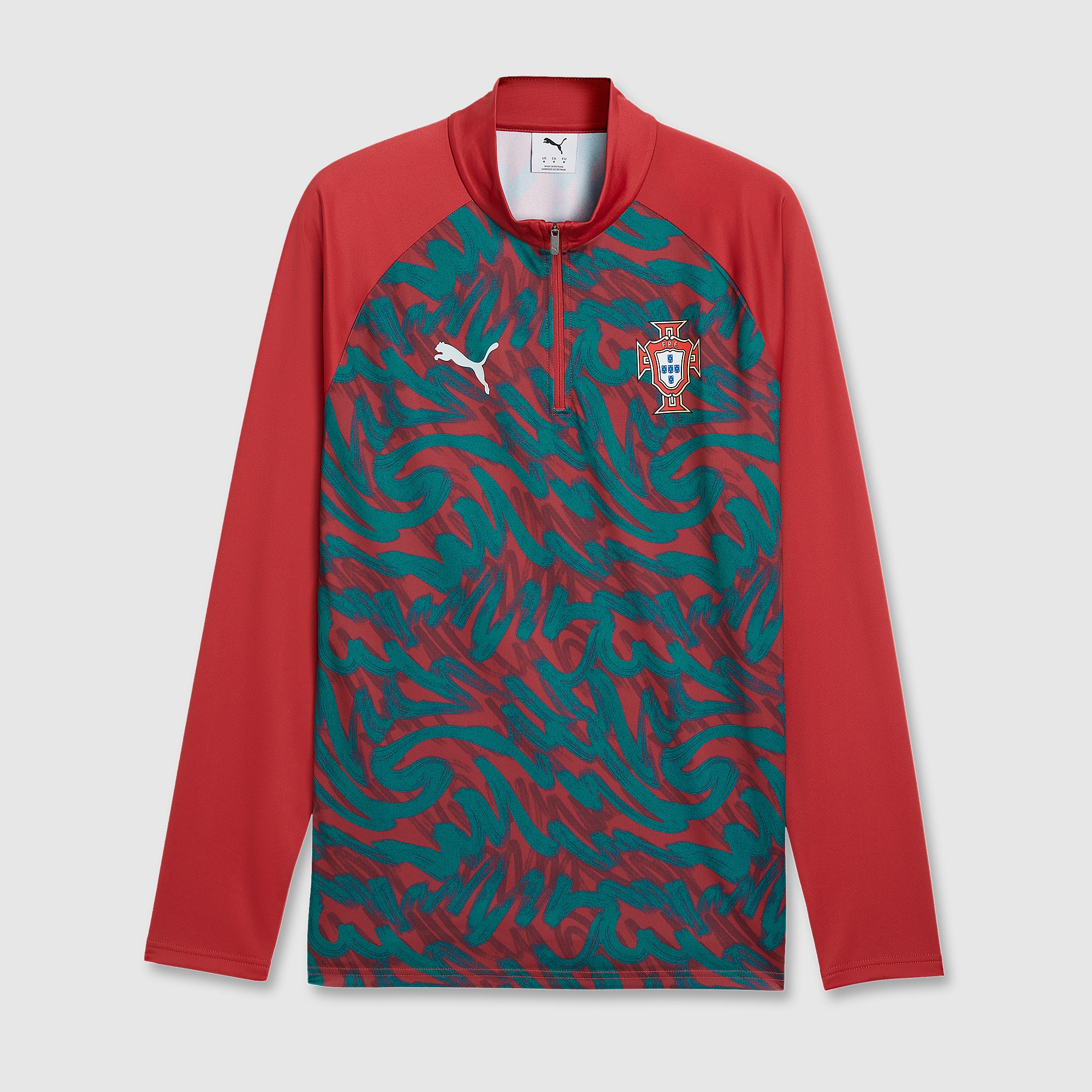 Puma Portugal 2026 Drill Top - Club Red/Green Lagoon - Mens Replica
