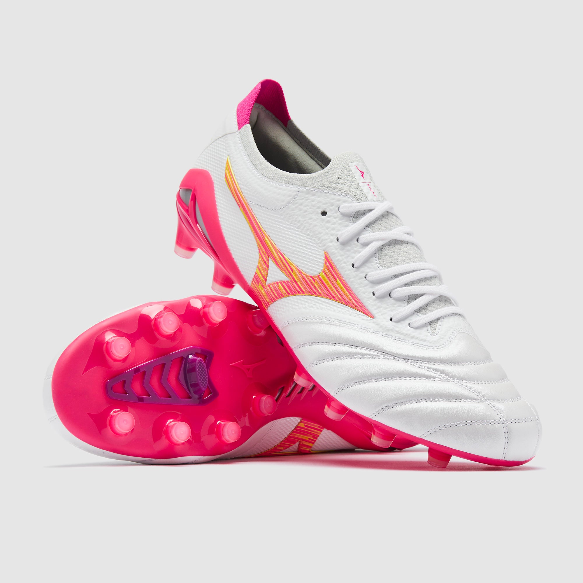 Mizuno Morelia 蛍光イエロー/ピンク Mizuno Morelia Neo IV Beta Made In Japan Firm Ground - White/Pink