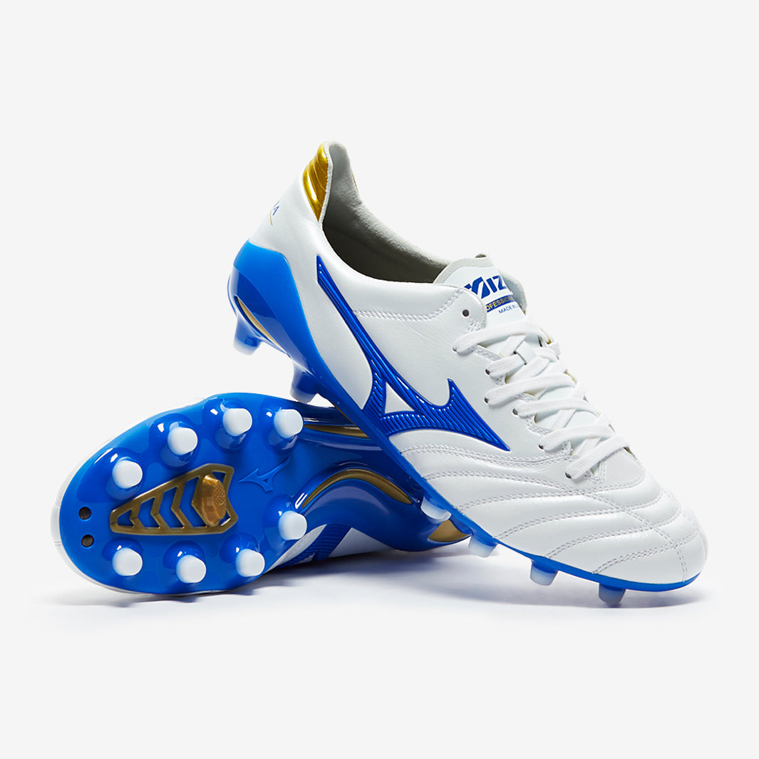 Mizuno Morelia Neo II Made in Japan FG - White/Wave Cup Blue/Cyber