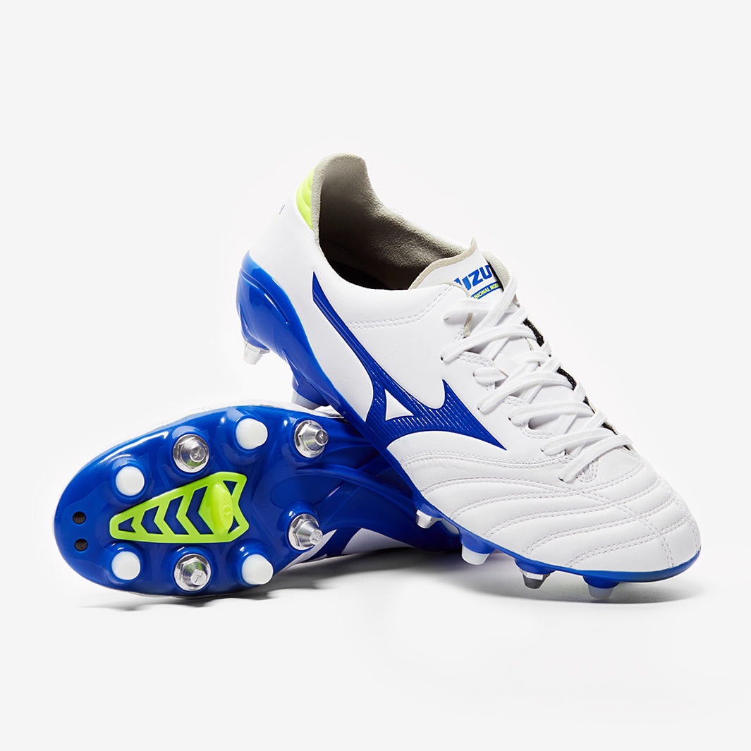 Mizuno Morelia Neo II SG - White/Wave Cup Blue/Safety Yellow
