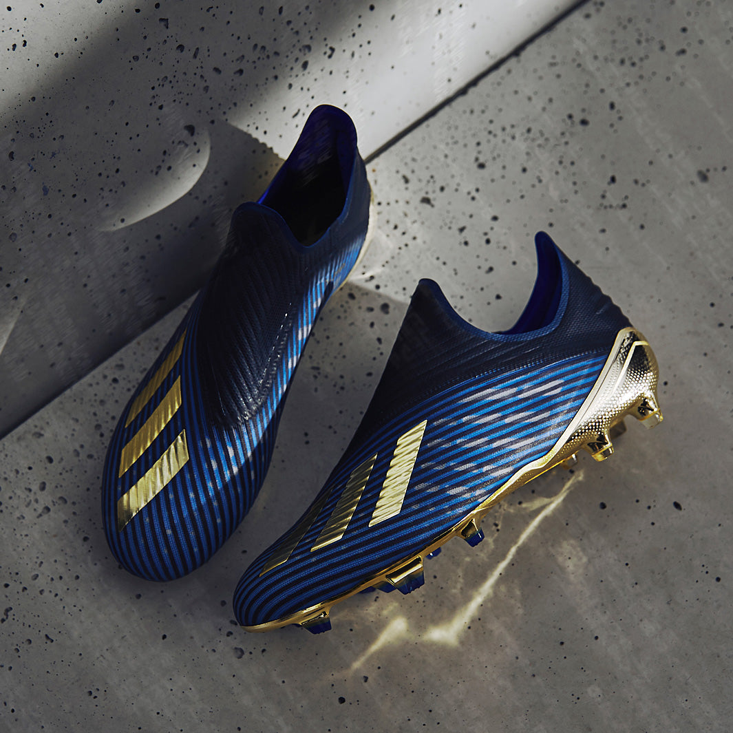 adidas サッカーシューズ ブルー/ブラック/ゴールド adidas X 19+ FG - Core Black/Gold Metallic/Blue - Firm Ground