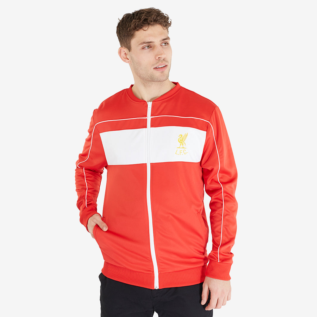 Liverpool FC Retro 1982 Track Jacket - Red/White - Mens Replica - Tops