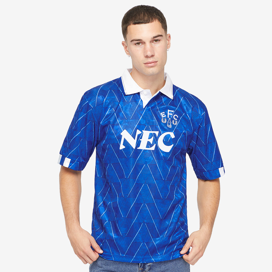 Score Draw Everton 1990 Home Shirt - Blue/White - Mens Replica - Tops
