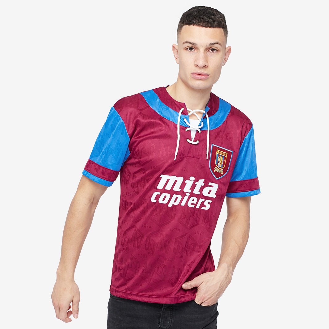 Score Draw Aston Villa 1992 Umbro Home Shirt - Claret/Blue - Mens