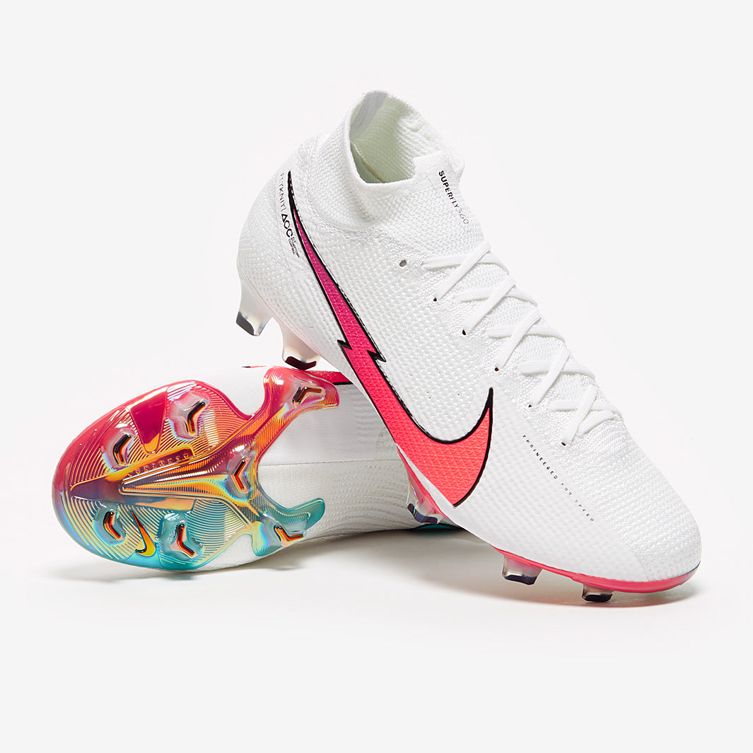 NIKE Mercurial Superfly Ⅶ Elite KM FG Nike Mercurial Superfly VII Elite FG - White/Flash Crimson/Hyper