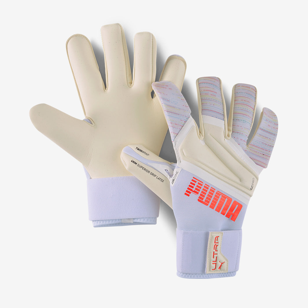 PUMA ULTRA GRIP1 HYBRID PRO 9.5号 Puma Ultra Grip 1 Hybrid Pro - White/Red Blast - Mens GK Gloves