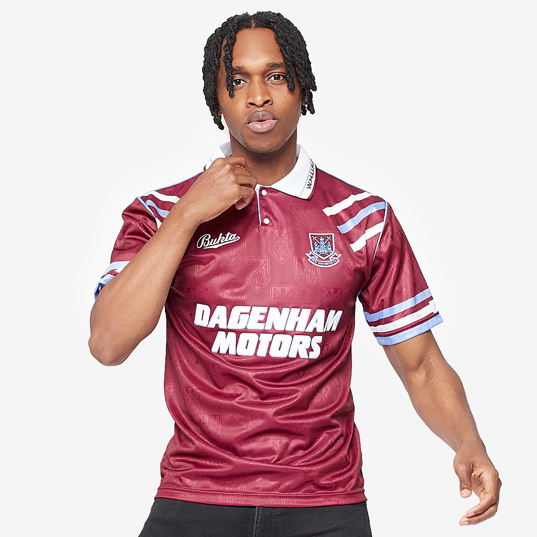 West Ham United ウェストハム ユニフォーム Bukta Score Draw West Ham United 1992 Bukta Shirt - Claret/Blue - Mens