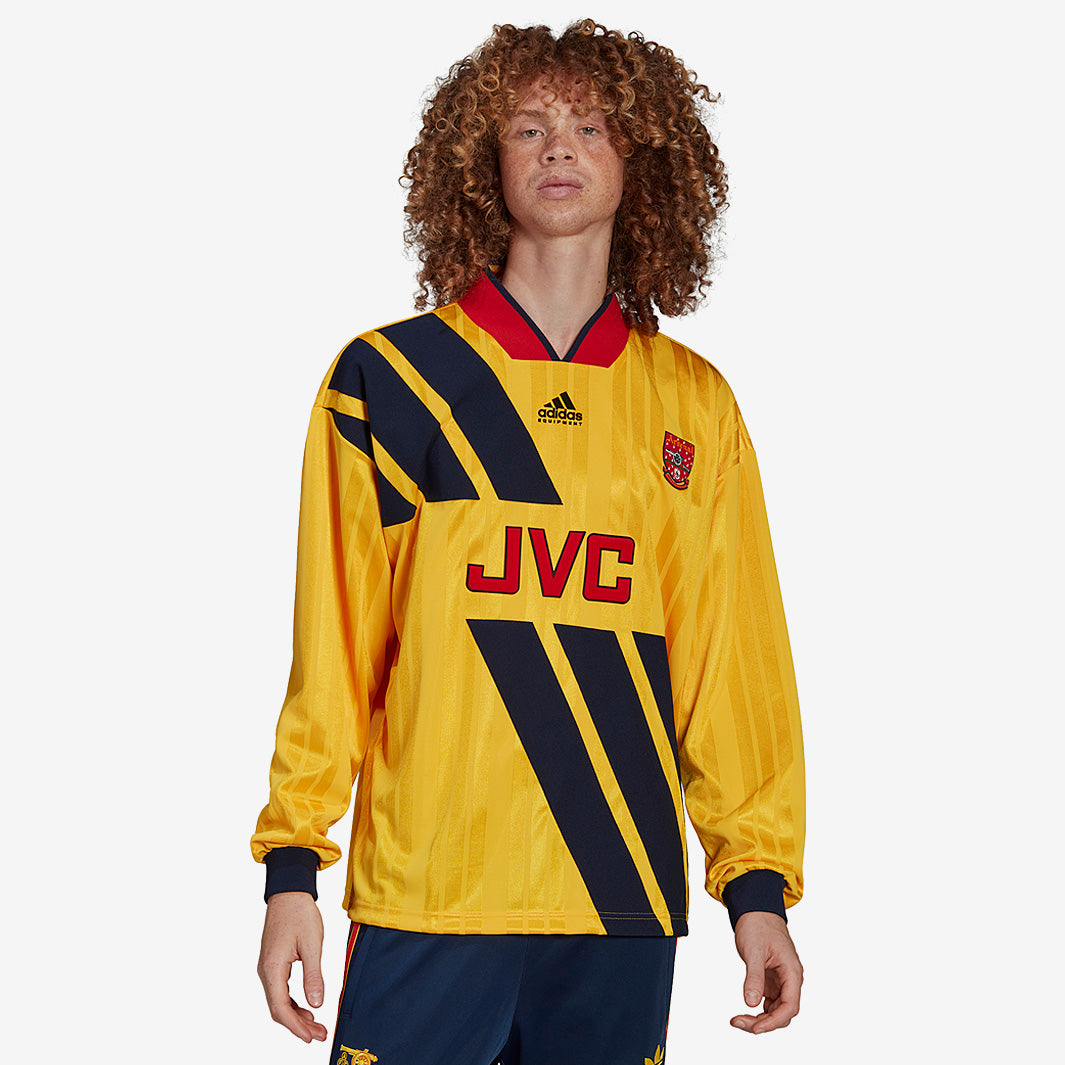 arsenal アーセナル　93-94 復刻ユニフォーム　adidas JVC adidas Arsenal x Originals 93/94 LS Away Shirt - Ray Yellow - Mens