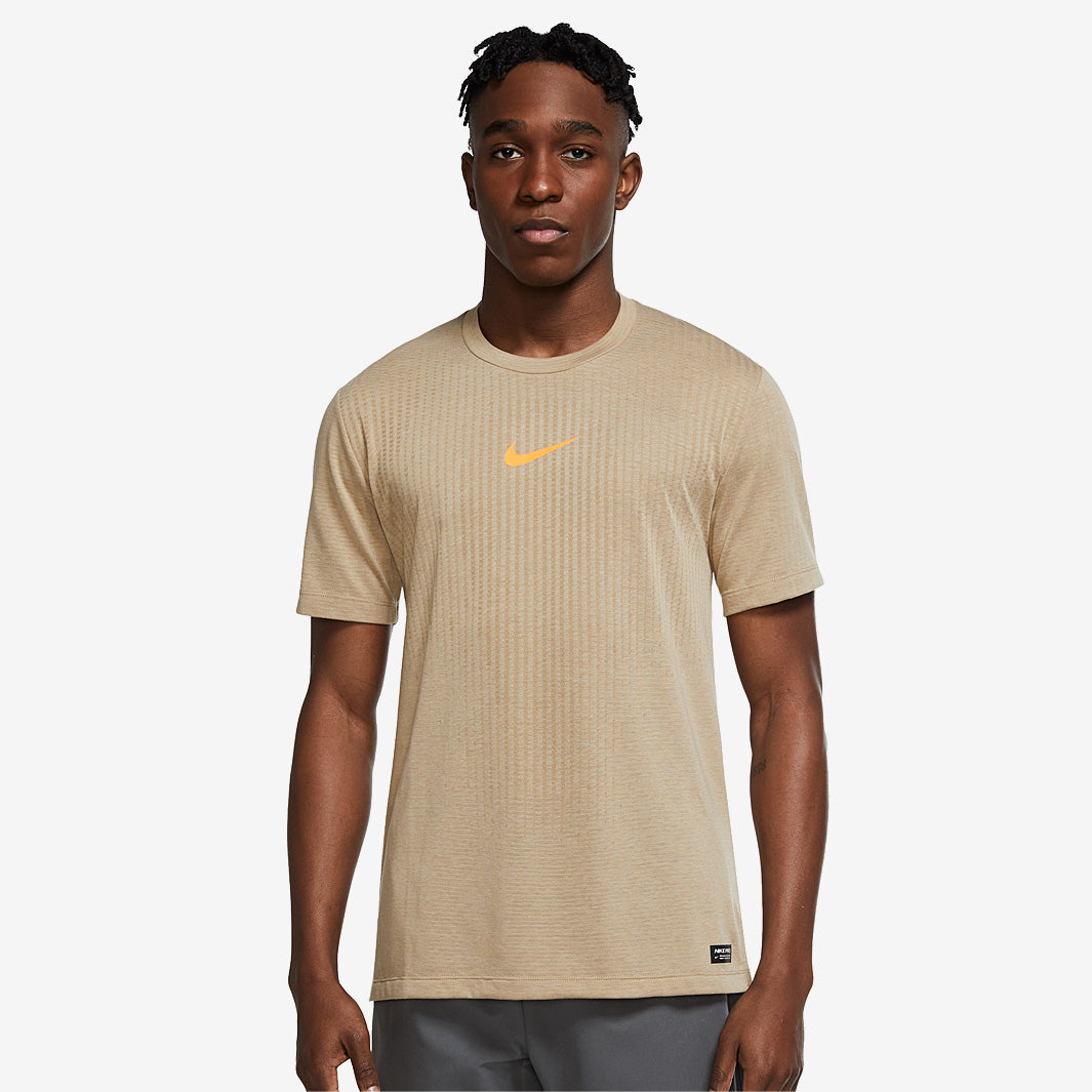 Nike Pro Dri-FIT ADV T-Shirt - Khaki/Total Orange - Mens Clothing