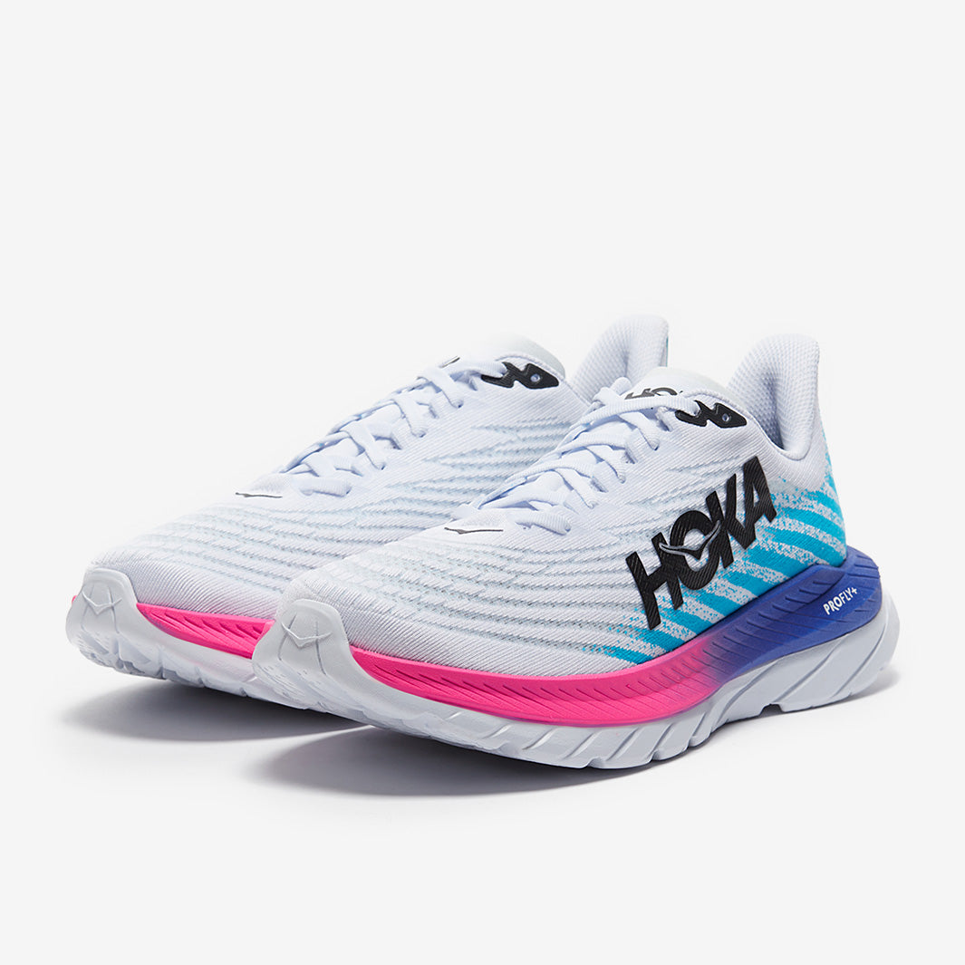 Hoka Mach 5 - White/Scuba Blue - Mens Shoes