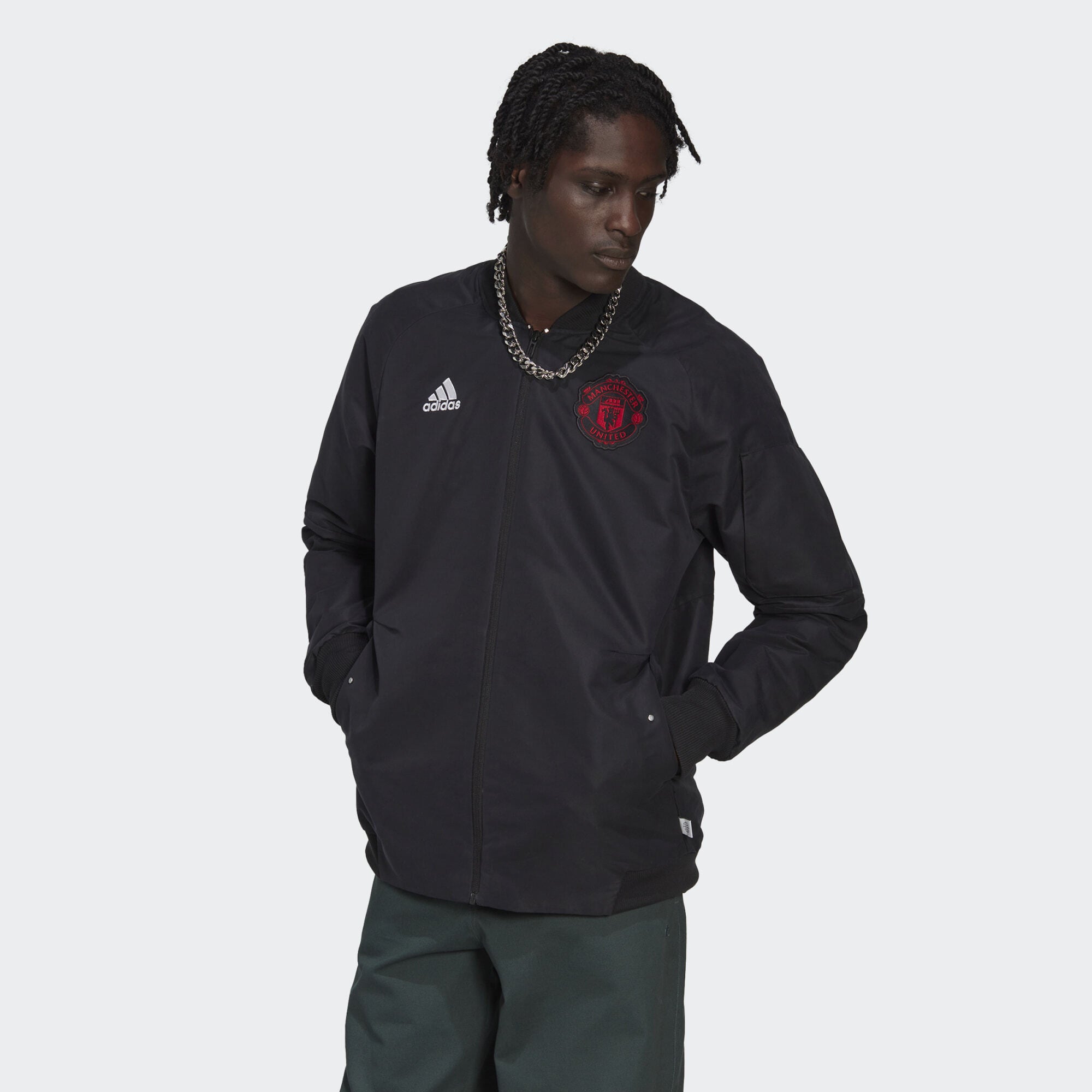 Adidas Manchester United レプリカジャージ ブラック adidas Manchester United 22/23 Travel Jacket - Black - Mens Replica